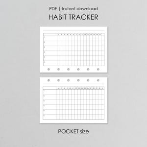 Páginas imprimibles para el seguimiento de hábitos, tamaño de bolsillo A7: Inserciones PDF Filofax para el planificador de anillos