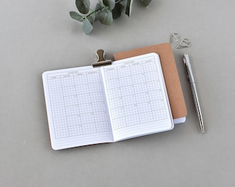 Printed Monthly Travelers Notebook Insert: Passport Size TN Refill Planner Hobonichi Style