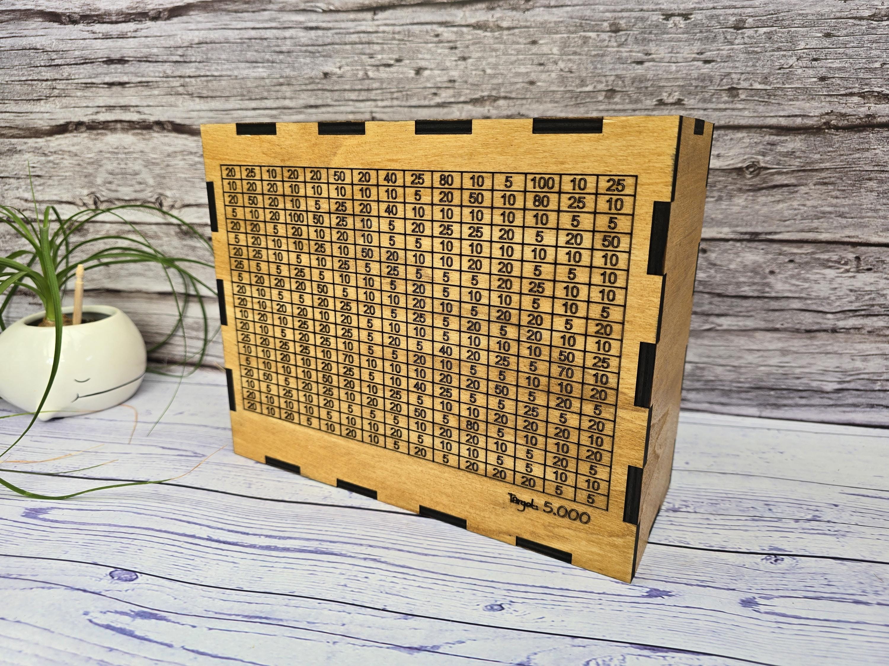 Sparschwein Aus Holz In Buchform – 20x14,5x7,6 Cm, Mit Zähler Für Sparziele (bis 5000)