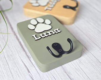 Personalised Dog Lead And Collar Holder , Custom Dog Leash Hook