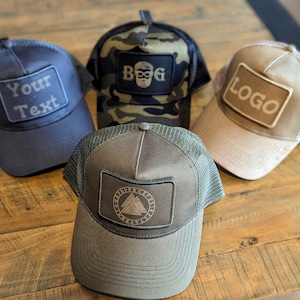 Personalised Trucker Cap with Removable Patch | Personalised Hat | Laser Engraved | Custom Military Hat