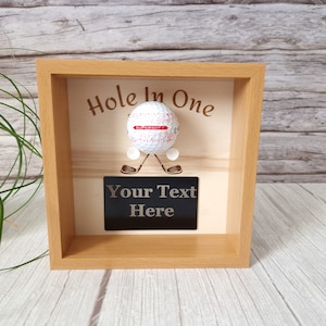 Personalised Hole In One Golf Ball Display | Golf Ball Display With Metal Plaque