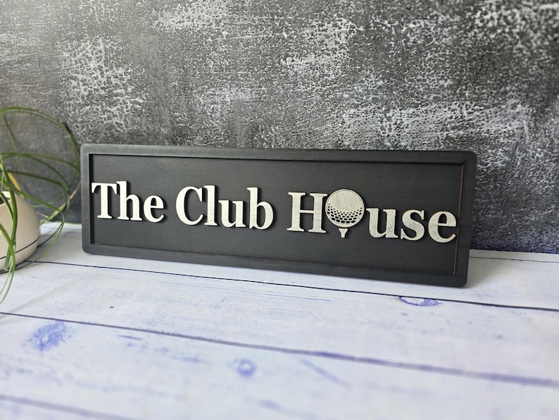 The Club House Wooden Golf Sign With 3D Raised Letters - Etsy