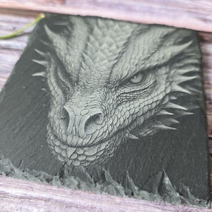 Dragon Head Slate Coasters, Fantasy Coaster Set