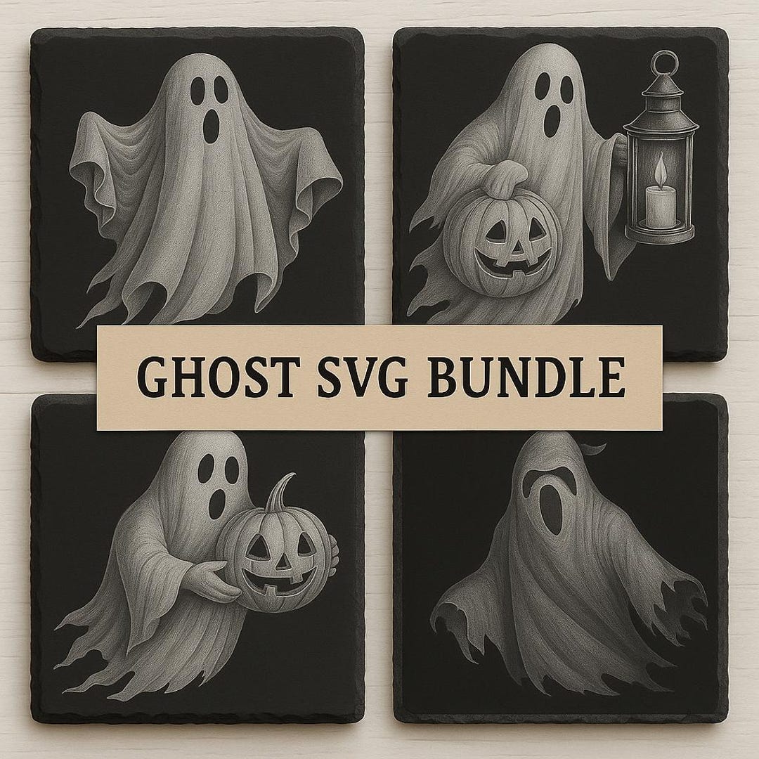 Pattern Ghostsvg Ghost SVG Bundle 4 Halloween Digital Files SVG & PNG for Laser ...
