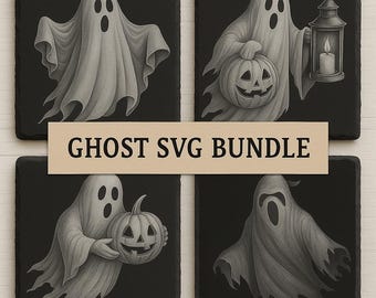 Ghost SVG Bundle 4 Halloween Digital Files SVG & PNG For Laser Engraving