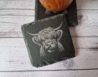 Set leistenen onderzetters Highland Cow