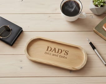 Bandeja de valet personalizada de madera de acacia, recipiente para guardar cosas con grabado personalizado