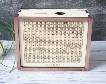 Money Saving Challenge Piggy Bank , Wooden Piggy Bank For Savings, 10k Money Saving Challenge, 5k Money Saving Challenge