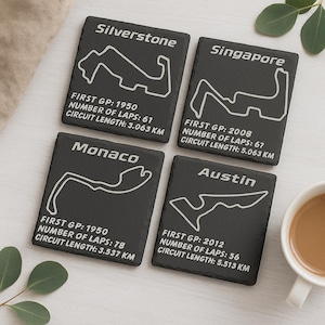 F1 2026 Circuit Slate Coaster Set , Gifts for F1 Fans
