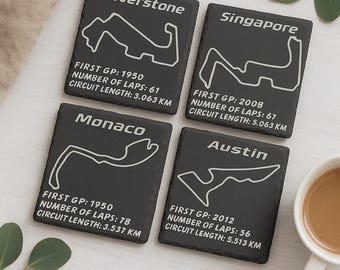 F1 2026 Circuit Slate Coaster Set , Gifts for F1 Fans