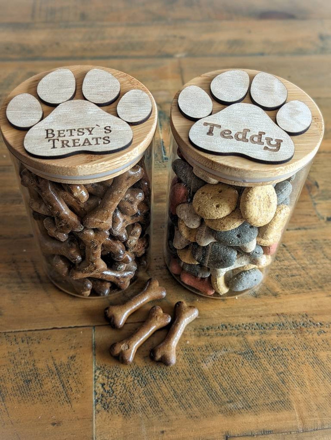 Personalised Pet Treats Jar Dog Treats Jar Handmade in the UK Glass Jar