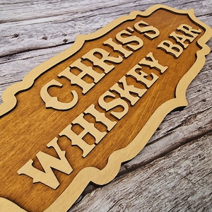 Enseigne en bois personnalisée Whisky Bar : décoration western