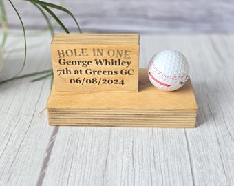 Personalised Hole In One Plaque and Ball Display