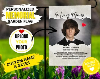 Personalized Memorial Garden Flag | Pet Loss Photo Flag | In Loving Memory Yard Flag | Custom Sympathy Gift | Grave Decoration Banner
