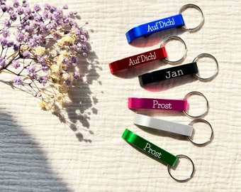 Mini flesopener, sleutelhanger, gepersonaliseerd, cadeau, souvenir, kleinigheidje