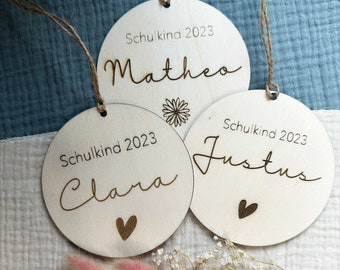 Personalized wooden tags - school cone tags - wooden tags with names for starting school