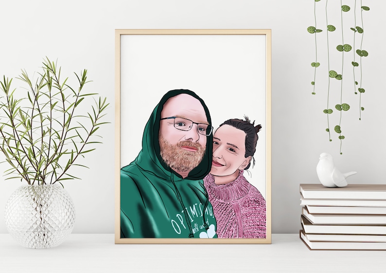 Illustration Paar, handgezeichnet, personalisiert, Geschenkidee, Erinnerung Bild 1