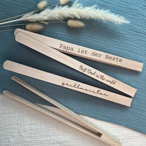 Personalized grill tongs (30 cm) with your engraving | Name / saying / logo | Wooden grill tongs | Birthday | Gift | Cooking | Grilling