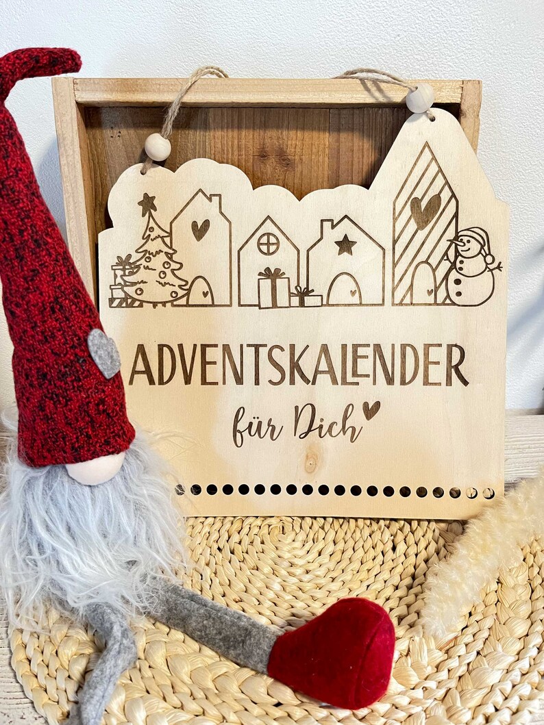 Personalisierter Adventskalender mit Name, Weihnachten, Adventskalender aus Holz, Advent, Jutesäckchen, Adventskalender zum befüllen, Kinder Bild 3