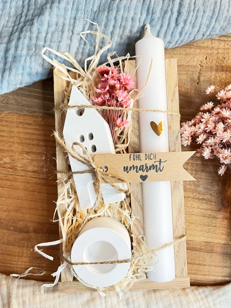 Gift set as a small souvenir Raysin Thank you Candles Scandi decoration woman girlfriend birthday Gift Mother's Day Fühl dich umarmt