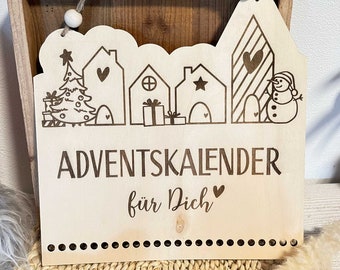 Personalisierter Adventskalender mit Name, Weihnachten, Adventskalender aus Holz, Advent, Jutesäckchen, Adventskalender zum befüllen, Kinder