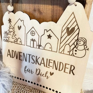 Personalisierter Adventskalender mit Name, Weihnachten, Adventskalender aus Holz, Advent, Jutesäckchen, Adventskalender zum befüllen, Kinder Bild 2