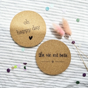 Gepersonaliseerde kurken onderzetters, glazen onderzetters, naam kinderen, verjaardag, plaatskaarten, gastgeschenken, giveaways, tafeldecoraties, feesten