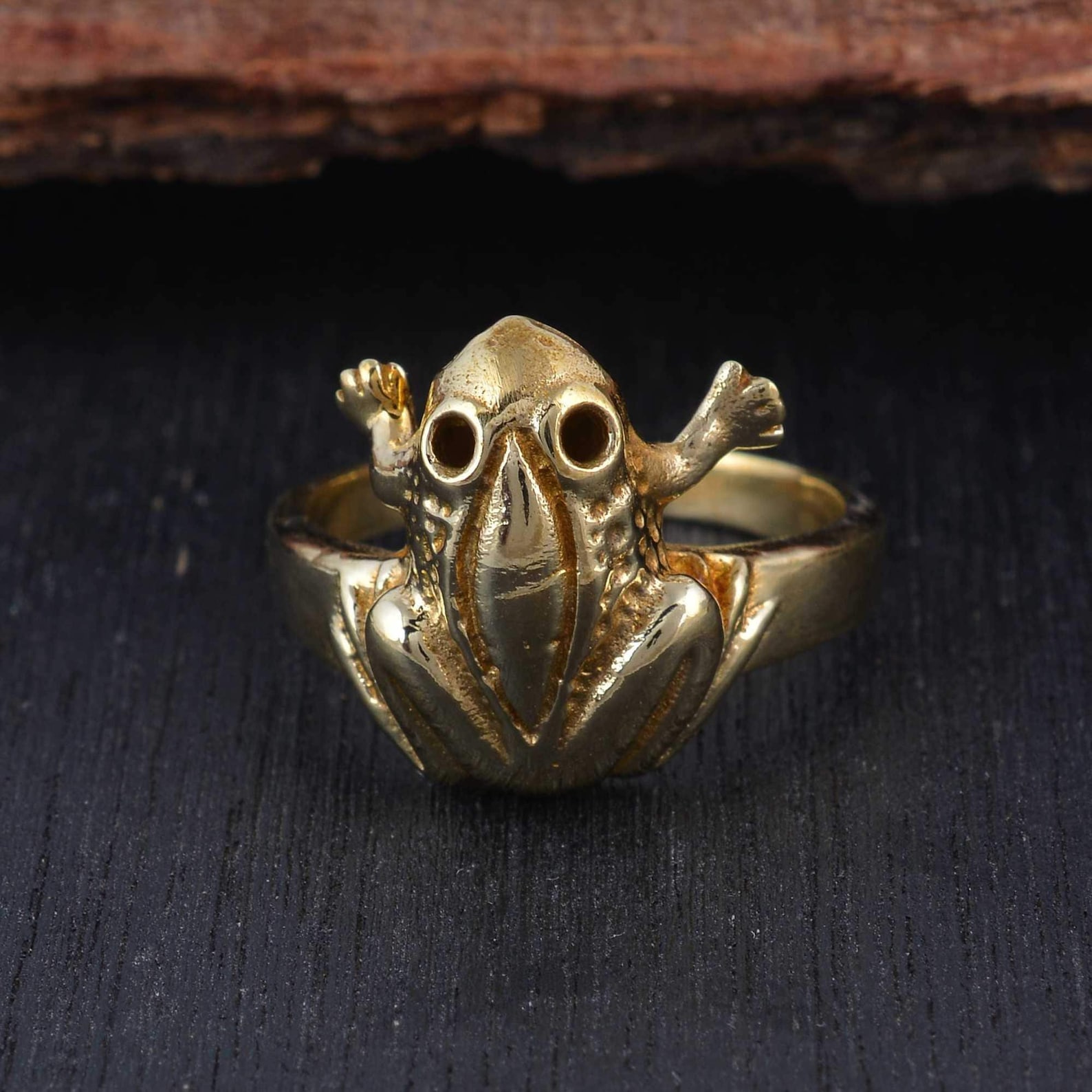 Gold Frog Ring, 18k Gold Frog Ring, Gold Stacking Ring, Gold Band Ring ...