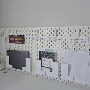 Adjustable Paper & Tablet Holder for IKEA SKÅDIS Pegboard - Document and Notebook Holder - Desk Organizer - 30+ Colors - 3D Printed