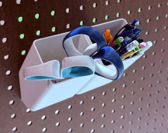 Pegboard Slanted Pencil Holder – Multiple Sizes – Open Style – 3D Printed Organizer – 30+ Colors