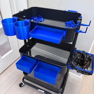 IKEA RÅSKOG Cart Accessories Bundle - 3D Printed Shelves, Bins, Hooks, Tumbler and Trash Bag Holders - Craft and Kitchen Cart Organizer
