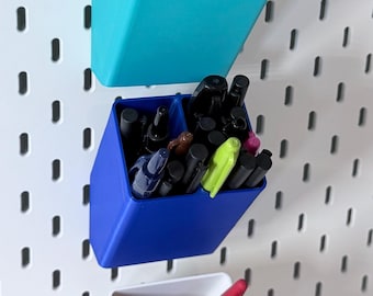 Slanted Pencil Container for IKEA SKÅDIS Pegboards - 3D Printed Pen and Marker Holder - Desk and Craft Room Organizer - 30+ Colors