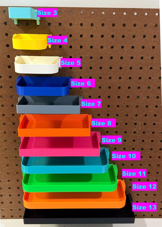 Pegboard Shelves for Standard 1/4" Holes - 3D Printed Custom Sizes & Colors - Tool, Craft Room and Garage Organizer - 30+ Colors