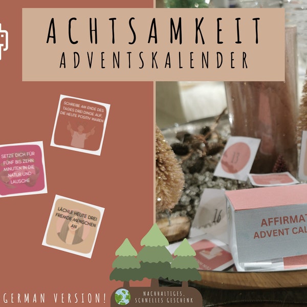 Achtsamkeit Adventskalender - Achtsamkeitsaufgaben DIY - Adventskalender nachhaltig DIY [german version] nachhaltige DIY Geschenkidee!