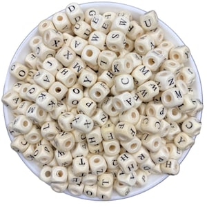 Lettres en bois de 8 mm, Lettres de l&#39;alphabet en bois de A à Z, Lettres en bois, Perles de travaux manuels pour enfants, Grandes perles, Perles à breloques DIY
