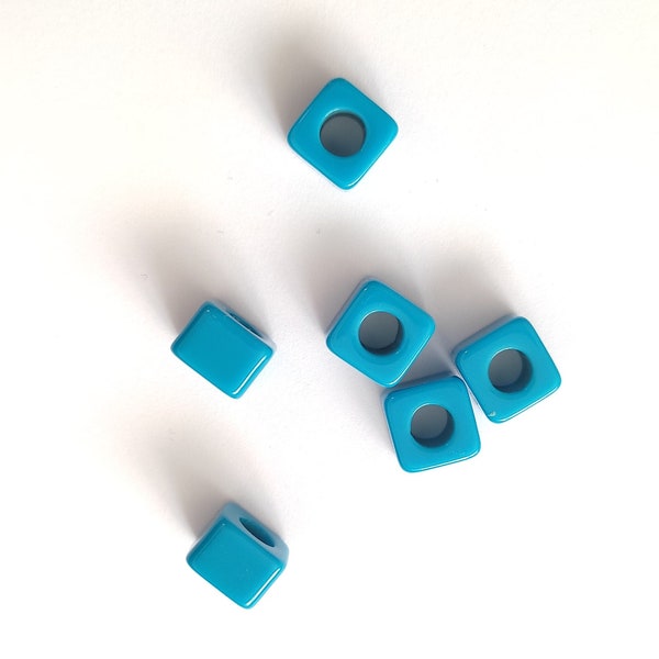 Sky Blue Cube Beads, Acrylic Square Beads, Acrylic Turquoise Blue Square Cube Beads, 10x6mm