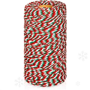 100% Cotton Baker&#39;s Twine, Red Green White Twisted Cotton Cord, Christmas Card Decor,  Organic Jute Twine, christmas bakers twine 200M