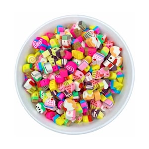 10mm Sweet Food Polymer Clay Beads, Dessert Candy Cake Beads, Cake Clay Beads, Kawaii Pink Cupcake Beads, Assorted Beads, Fake Food Beads