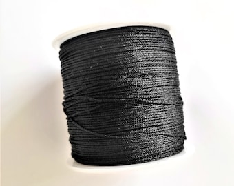 1 bobine (100 yards) de cordon en nylon noir 0,8 mm avec noeud chinois, ficelle de perles, cordon en nylon de haute qualité, cordon pour bijoux