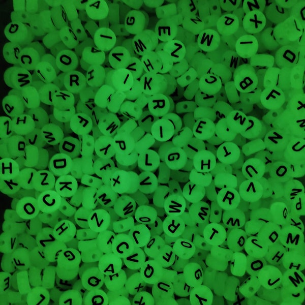 Alphabet A-Z full set or Mix 100 - 200 Pcs Glow in the Dark Letters, 7mm Alphabet Beads, A-Z Letter Beads, Luminous Letter Beads