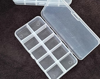 Caja transparente de 10 rejillas para almacenamiento, caja de almacenamiento de cuentas, caja de almacenamiento de joyas transparente, mini organizador de suministros de artesanía, organizador de cuentas