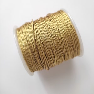 Corde en nylon chinois de haute qualité 10 mètres 0,8 mm, perles en macramé shamballa, ficelle kumihimo, ficelle macréme, cordelette lurex métallisée dorée