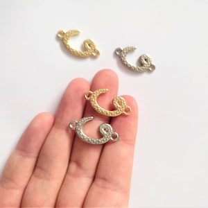 Silver or Gold Plated Vav Connectors, İslamic Vav, Islamic Gifts, Arabic Vav Symbol Pendant, Vav Kuran Letter, Arabic Letter, 22x11mm 2 Pcs