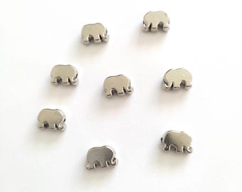 Tiny Elephant Beads, Animal Beads, Elephant Spacer Beads, Metal Spacer Beads, Elephant Charm Connector, Mini Elephant Bracelet Charms 9mm