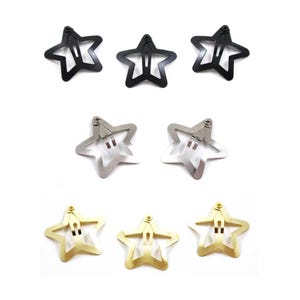 Star Snap Hair Clips, Summer hair clips, Gold Hair Clip, Y2K Hair Clips, Silver Star Hair Clips, Hair Clip Supply, Hair Clip craft supplies
