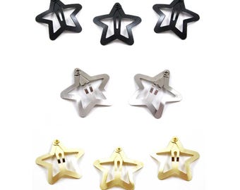 Pinzas para el cabello con forma de estrella, pinzas para el cabello de verano, pinzas para el cabello doradas, pinzas para el cabello Y2K, pinzas para el cabello con forma de estrella plateada, suministros para pinzas para el cabello, suministros para manualidades con pinzas para el cabello