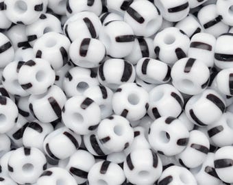 Cuentas de semillas con rayas blancas y negras 8/0, cuentas checas de vidrio Preciosa, cuentas africanas con rayas, cuentas checas de alta calidad de 4 mm