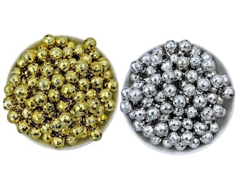 14mm Silver and Gold Disco Ball Beads, 70's style beads, Kitsch Beads, Gumball Beads, Potomac, Shiny/reflective DISCO party beads