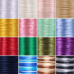 Satin Silk Cord 3mm, Faux Silk Cord 1 Reel, 3mm Silky Thread, Nylon Kumihimo Cord, Chinese Knot Silk Cord, Satin Nylon Cord, Pick A Color